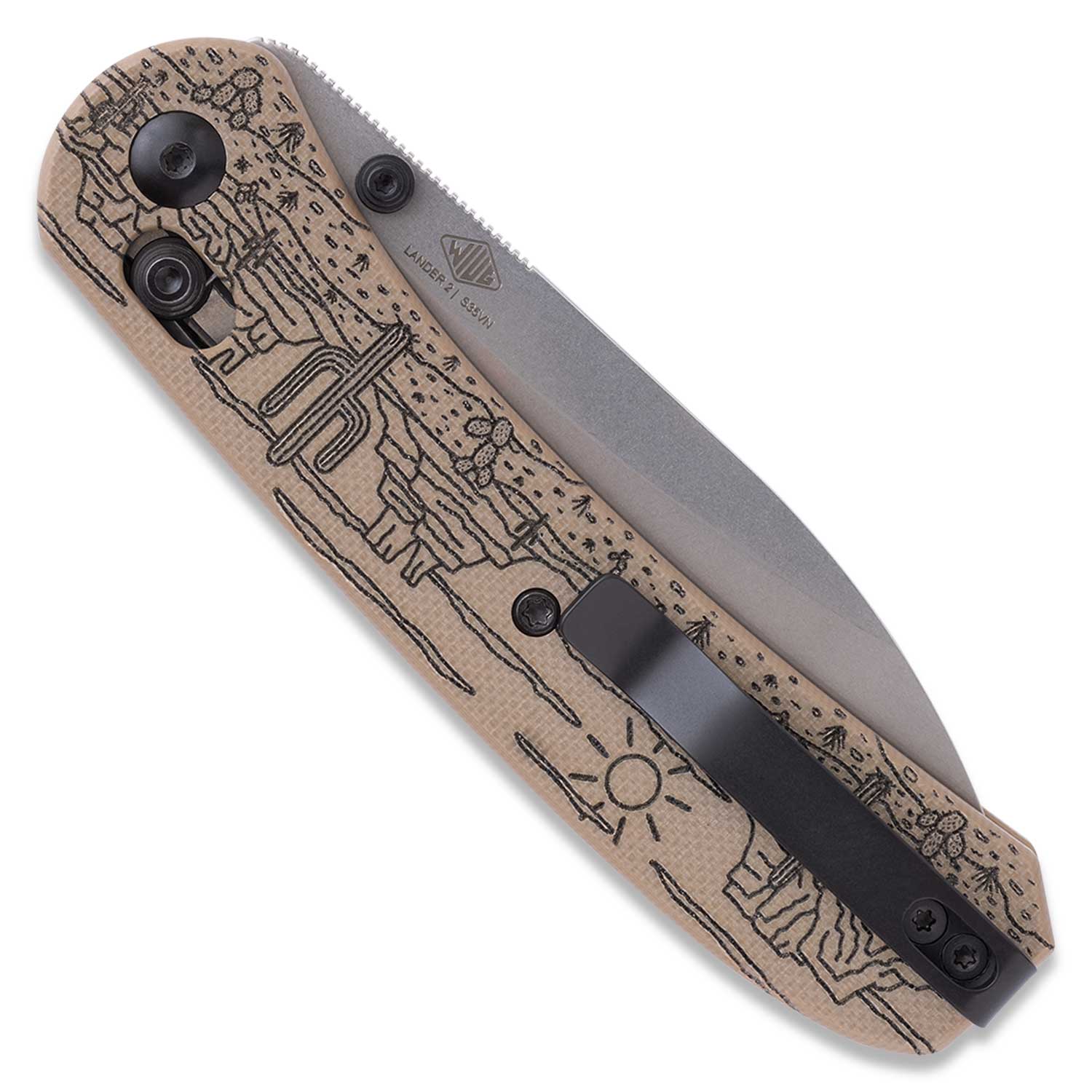 Lander 2 Pocket Knife - Pre-Built Desert Horizon G10 closed back