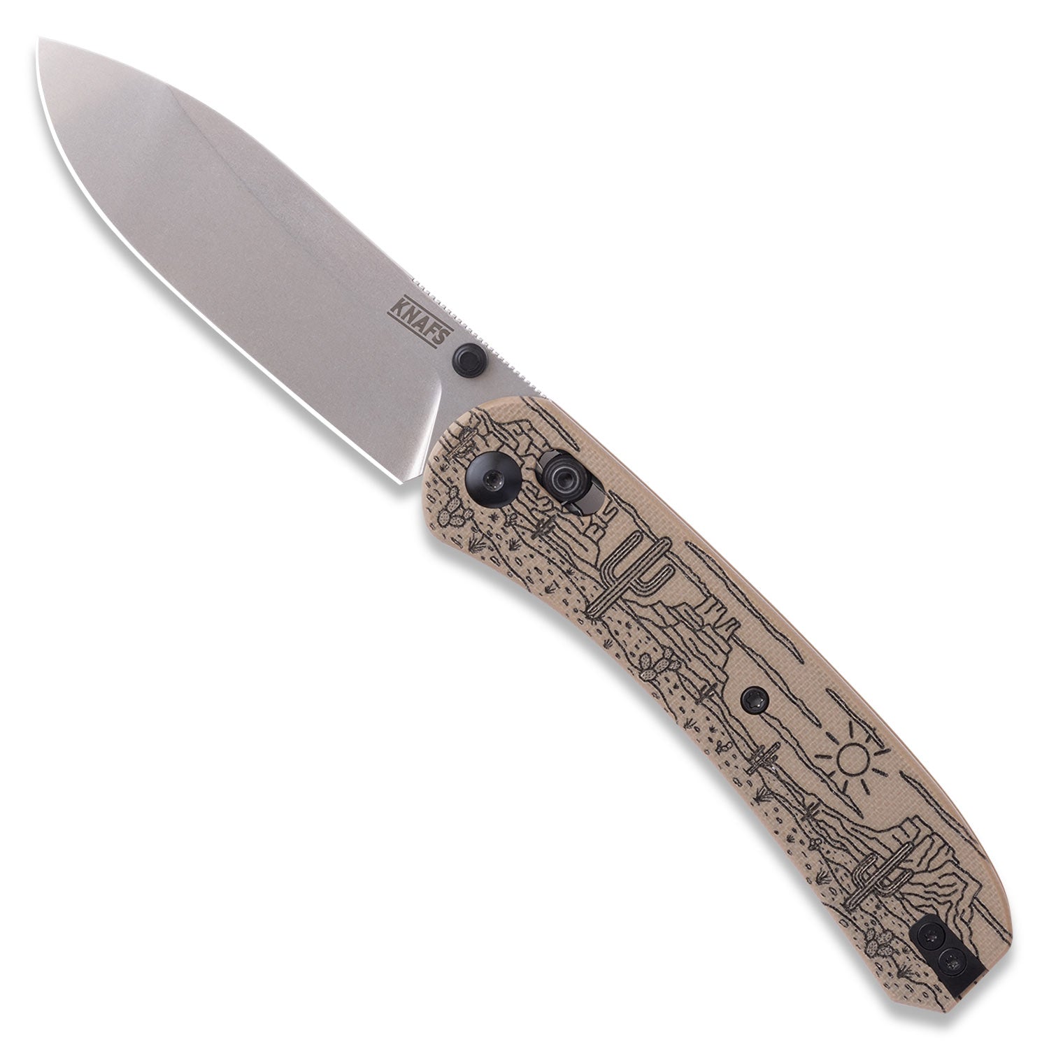 Lander 2 Pocket Knife - Pre-Built Desert Horizon G10 open front