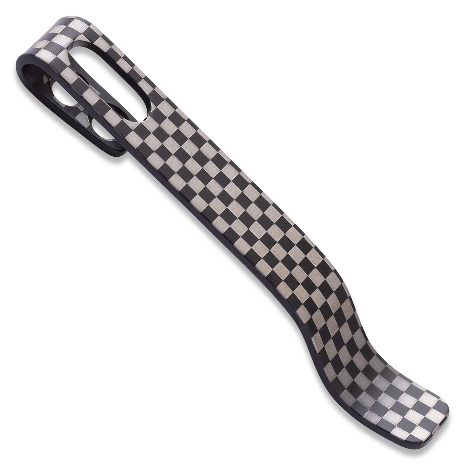 Engraved Pocket Clip + Clip Insert - Lander 1/2/3 - close up - checkered pattern