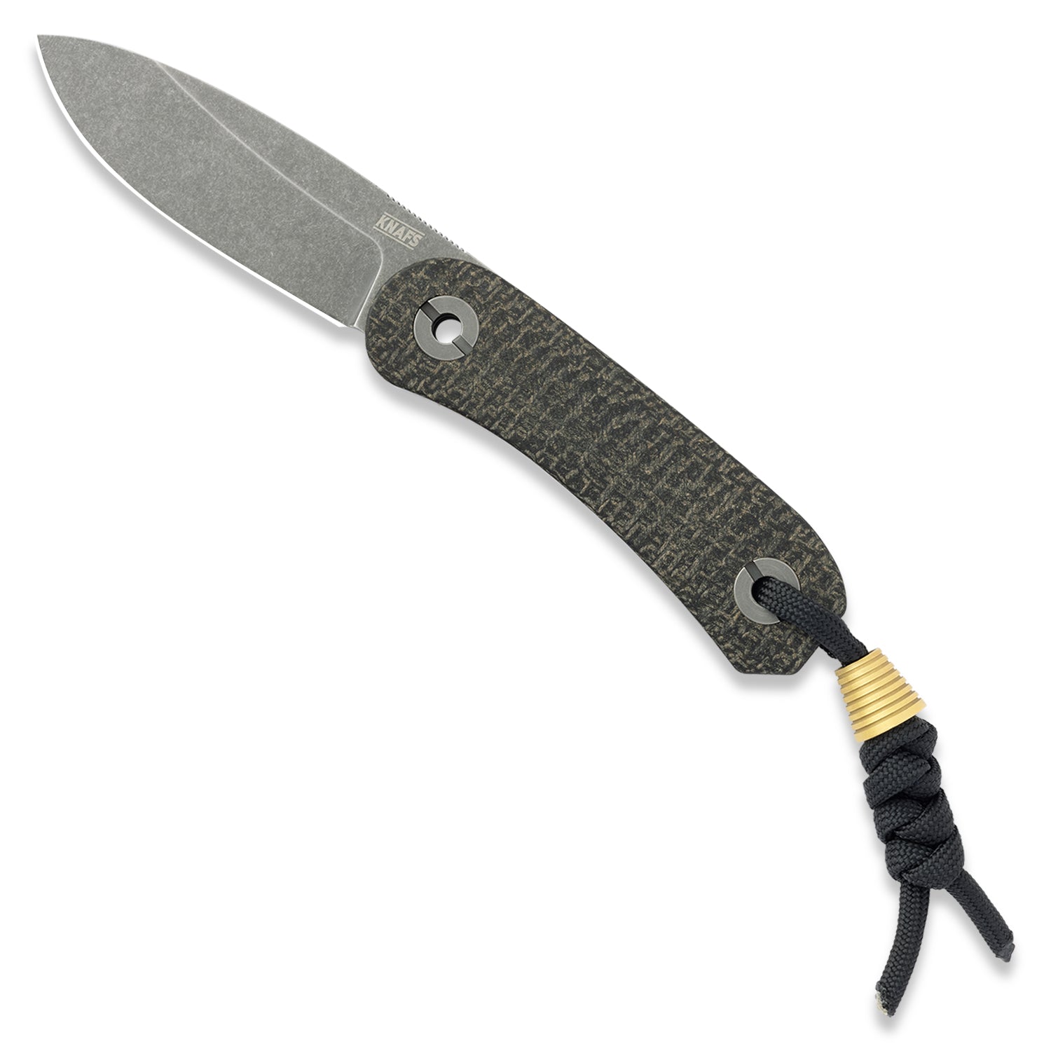 KNAFS-00528 Lander 4 Burlap Micarta Scales-front on knife