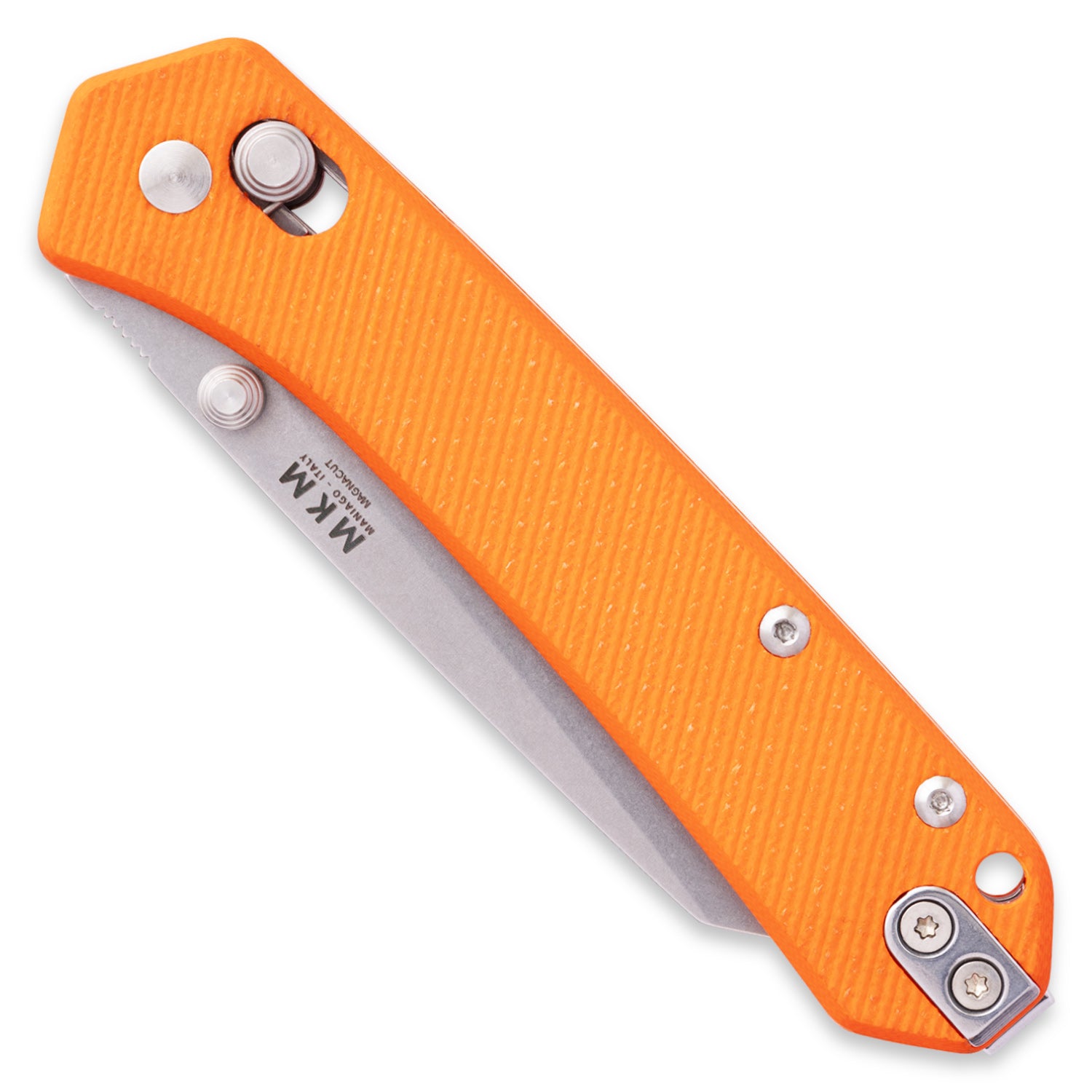 KNAFS-00543 Yipper Pocket Knife Orange G10 MagnaCut front closed