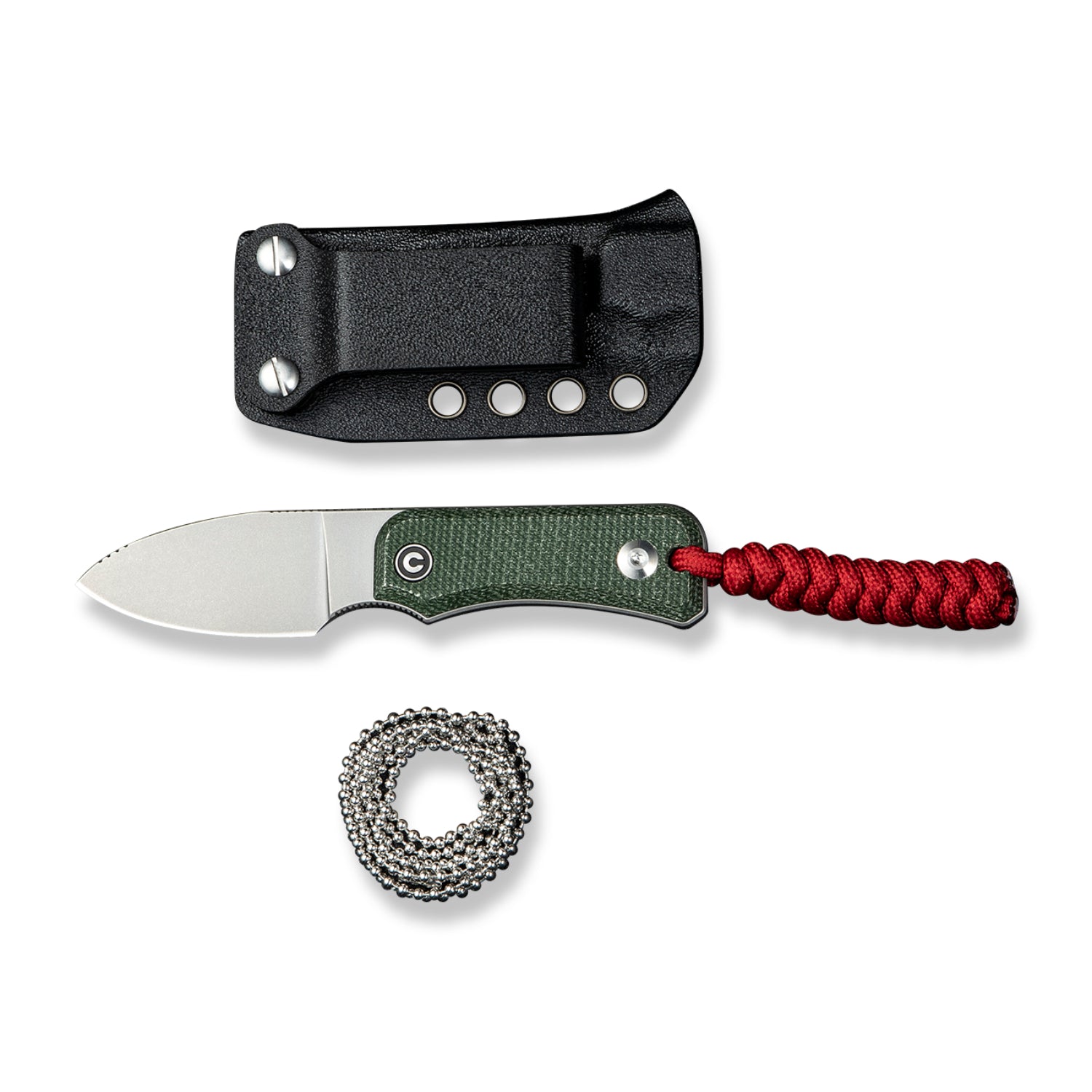 CIVIVI Baby Banter Fixed Blade Knife - Green Micarta - Product On White - Parts View