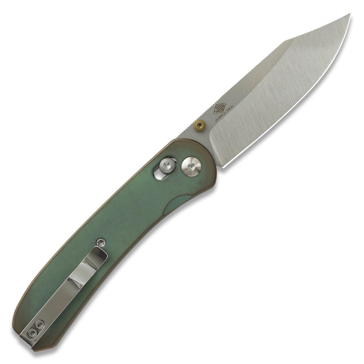 KNAFS-00641-Lander 2 Clip Point Way of Knife Titanium scales back
