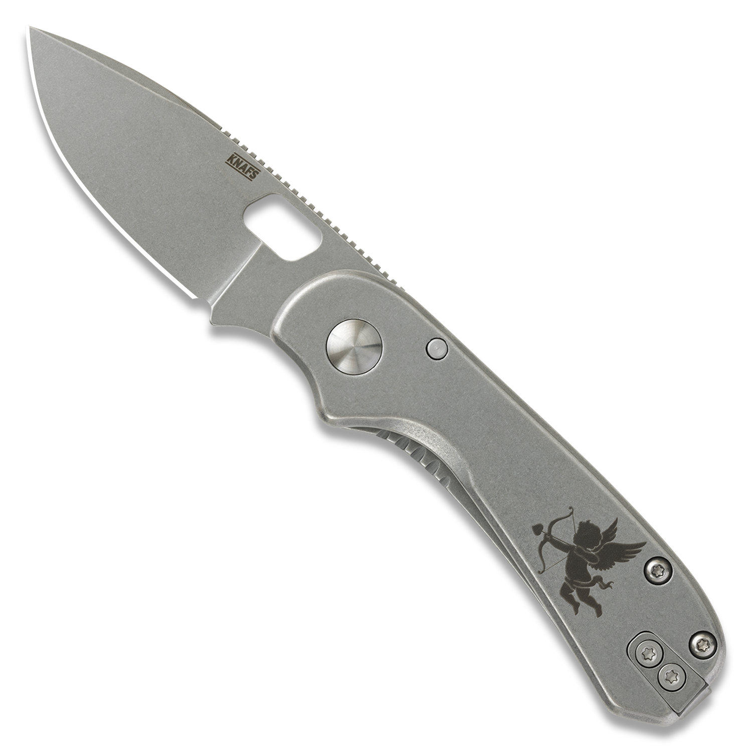 Lander 5 Pocket Knife - Valentine's Engraved - Gray Stonewash