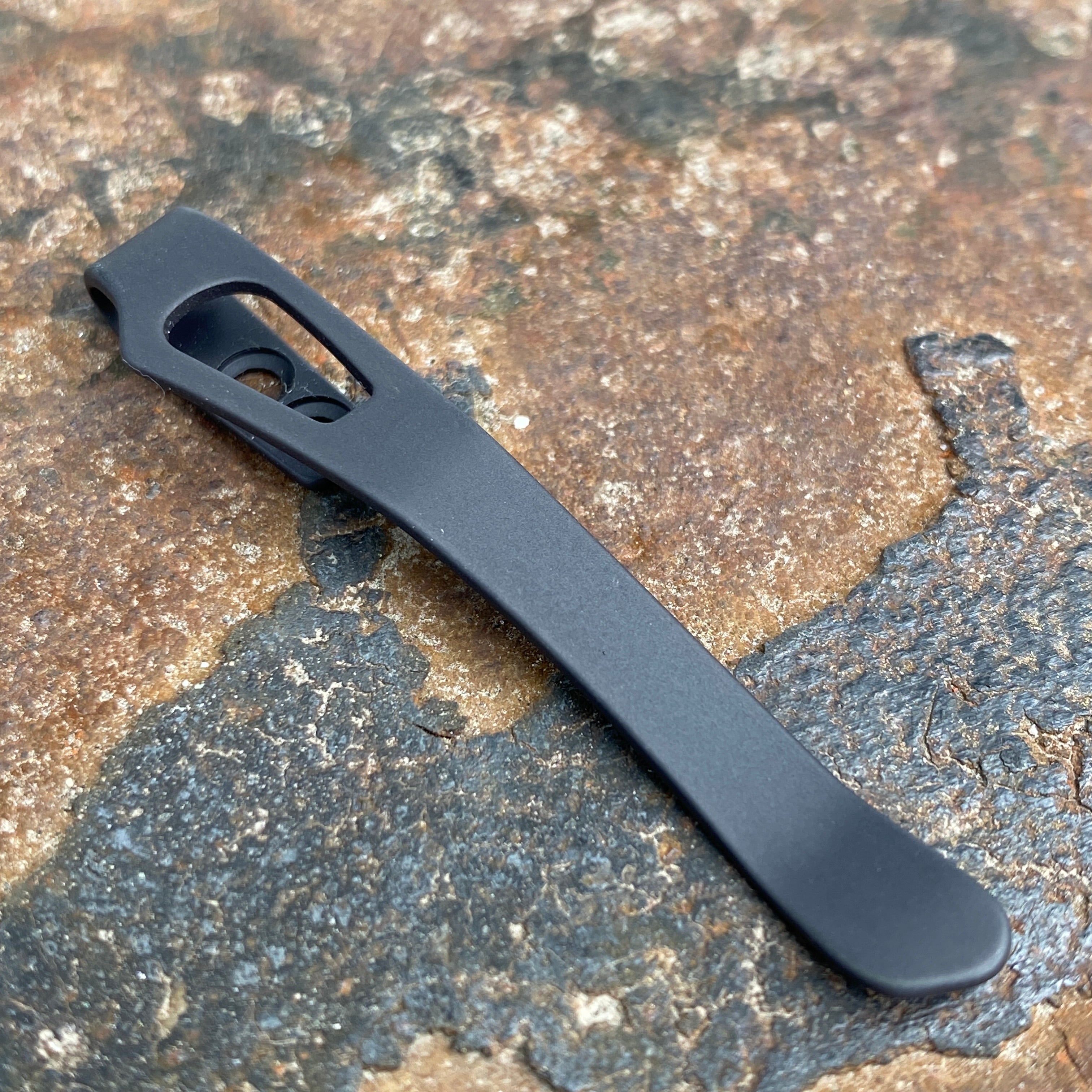 Lander 1/2/3 Titanium Pocket Clip - Black Smith - Lynch NW on table