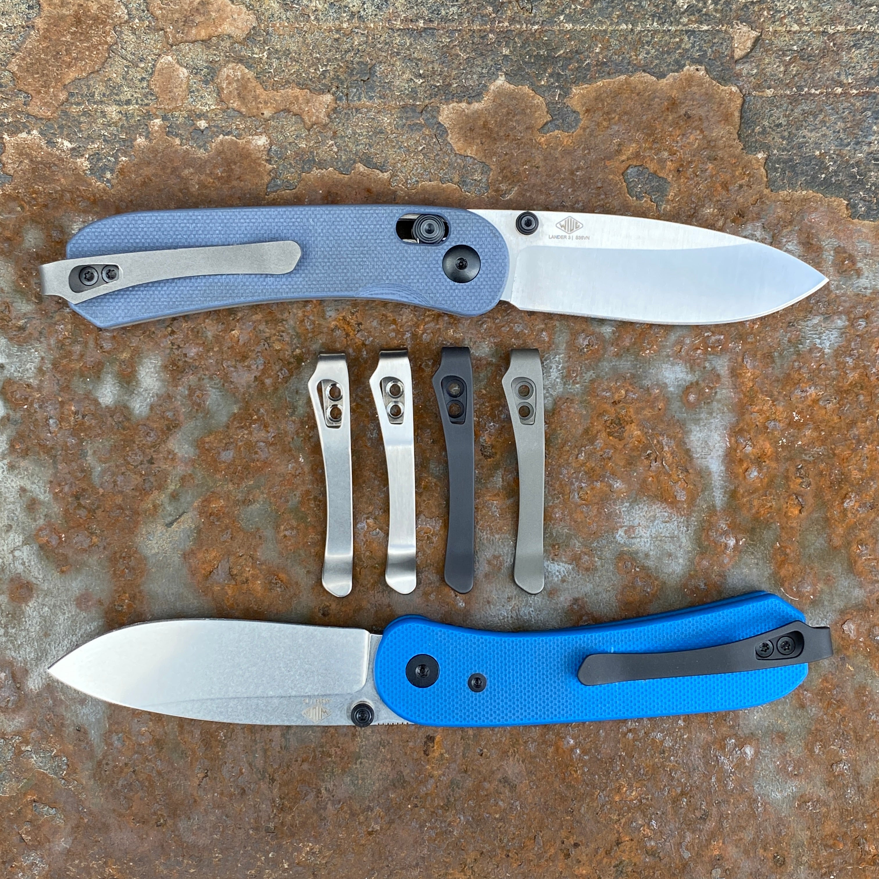 Lander 1/2/3 Titanium Pocket Clip - Stonewashed - Lynch NW all colors  - two on knives