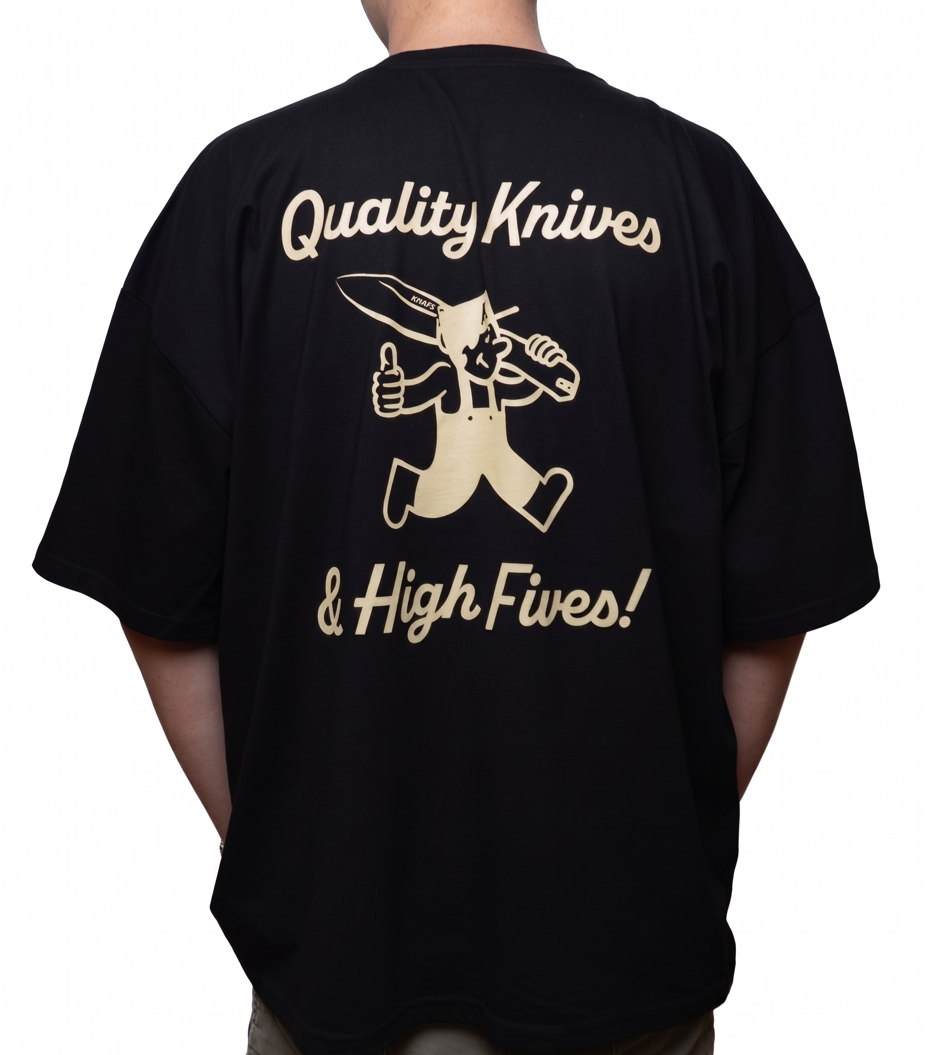 Knafs T-Shirt - Quality Knives and High Fives - Black