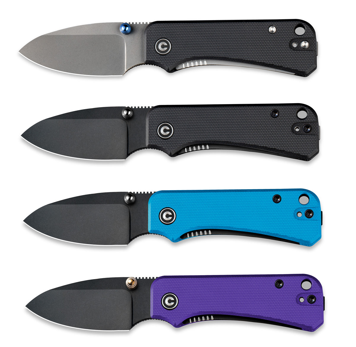 Baby Banter Pocket Knife - Purple G10 - Black Stonewash Nitro V - color comparison