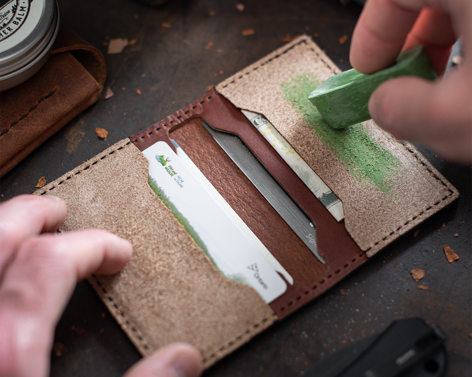 Leather Strop Wallet for Pocket Knives