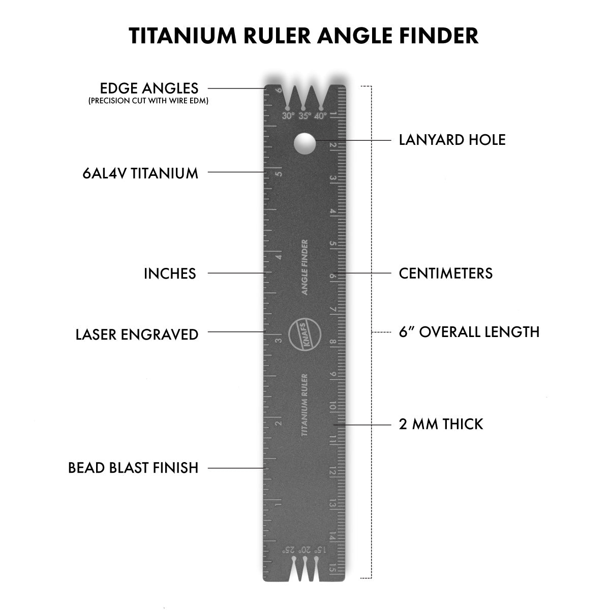 Titanium Ruler + Knife Angle Finder