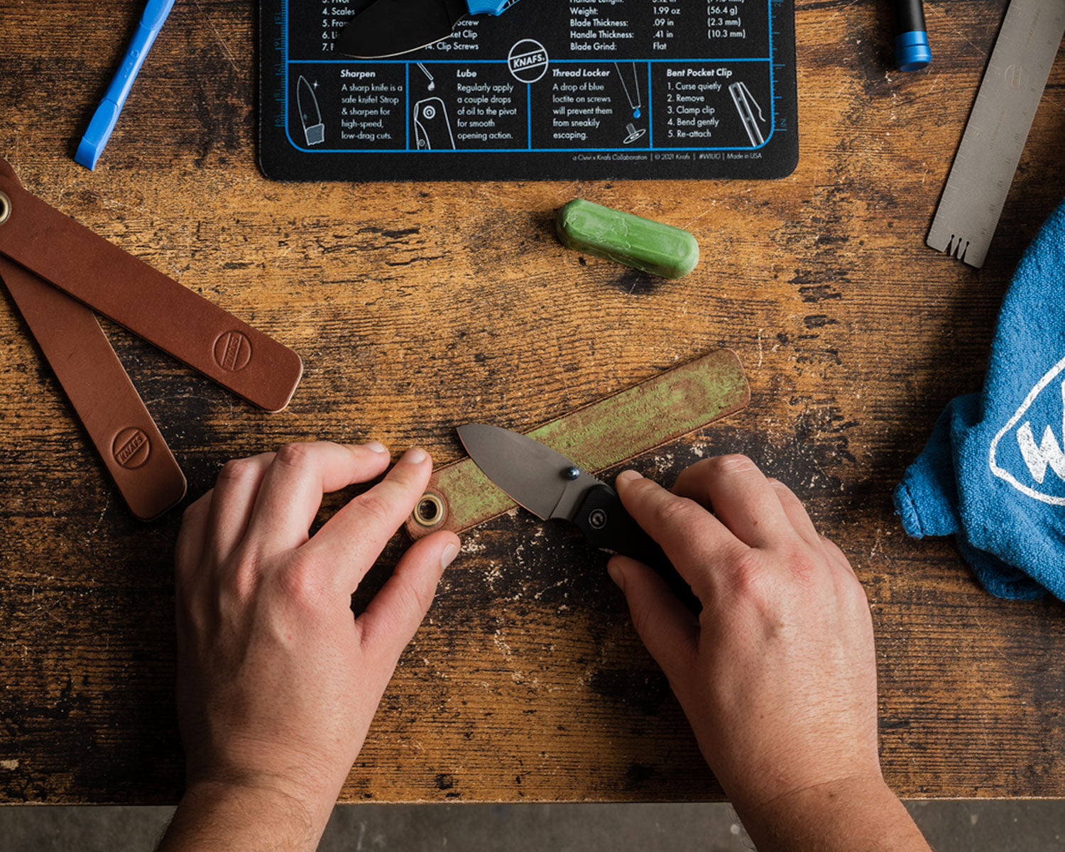 Leather Honing Strop for Pocket Knives - sharpening knife