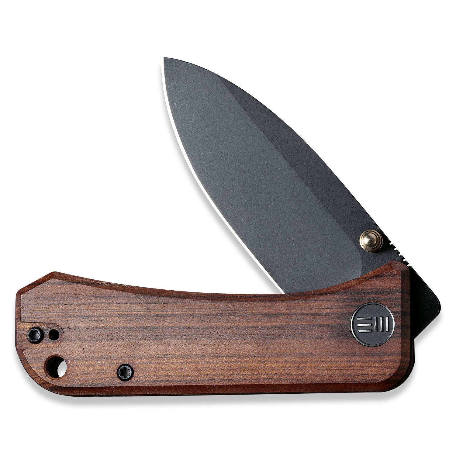 Banter Pocket Knife - Guibourtia Wood - S35VN - Front Half Close