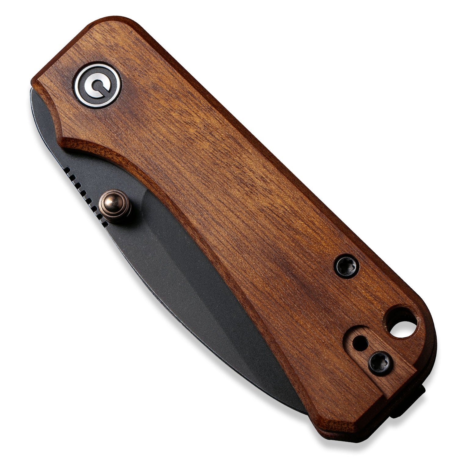 Baby Banter Pocket Knife - Guibourtia Wood - Black Stonewash Nitro V - Front Close