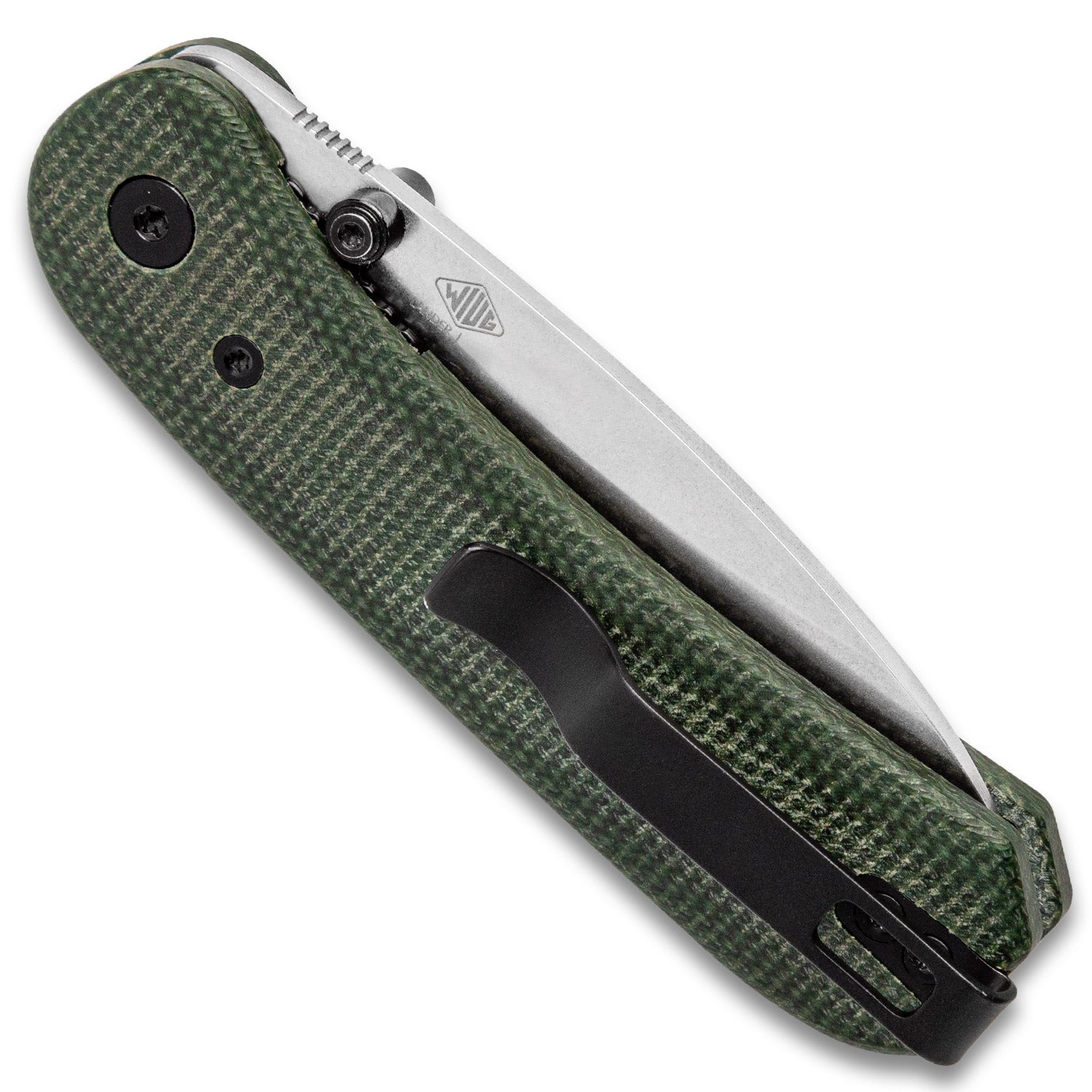 Lander 1 Pocket Knife - Contoured Green Micarta - 14C28N - Back Close View