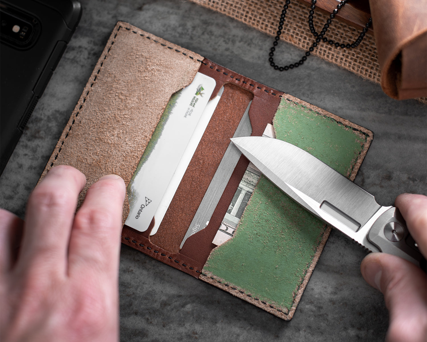 Leather Strop Wallet for Pocket Knives