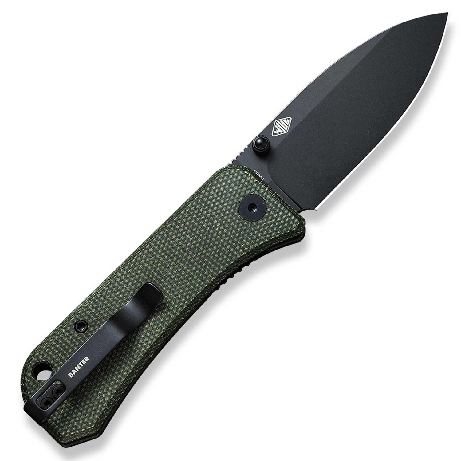 Banter Pocket Knife - Green Micarta - S35VN - Back Open