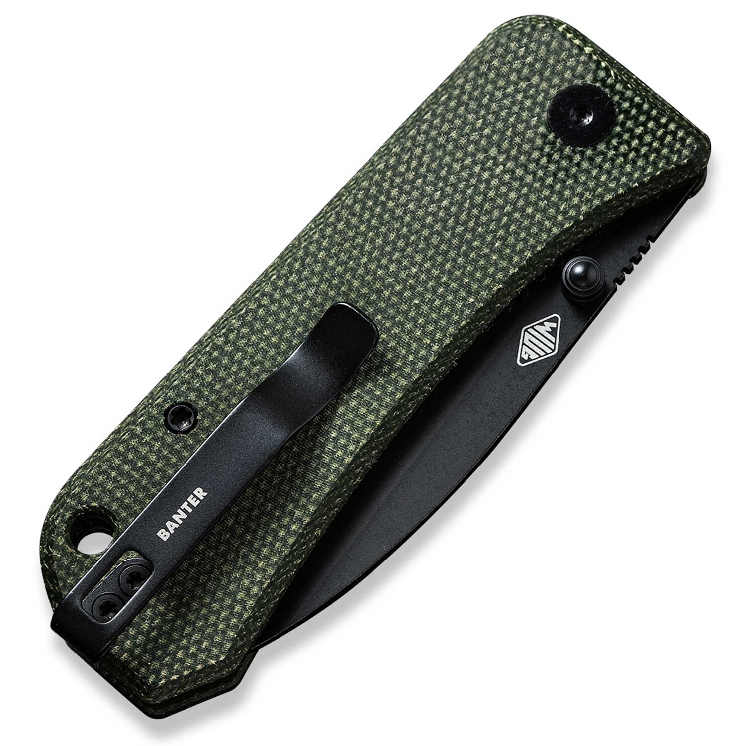 Banter Pocket Knife - Green Micarta - S35VN - Back Close