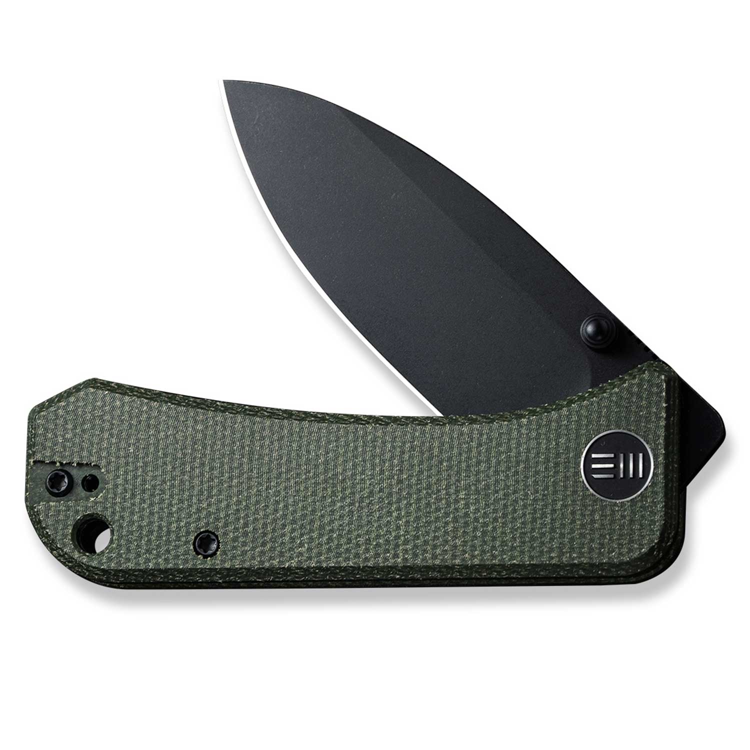 Banter Pocket Knife - Green Micarta - S35VN - Half Open Front